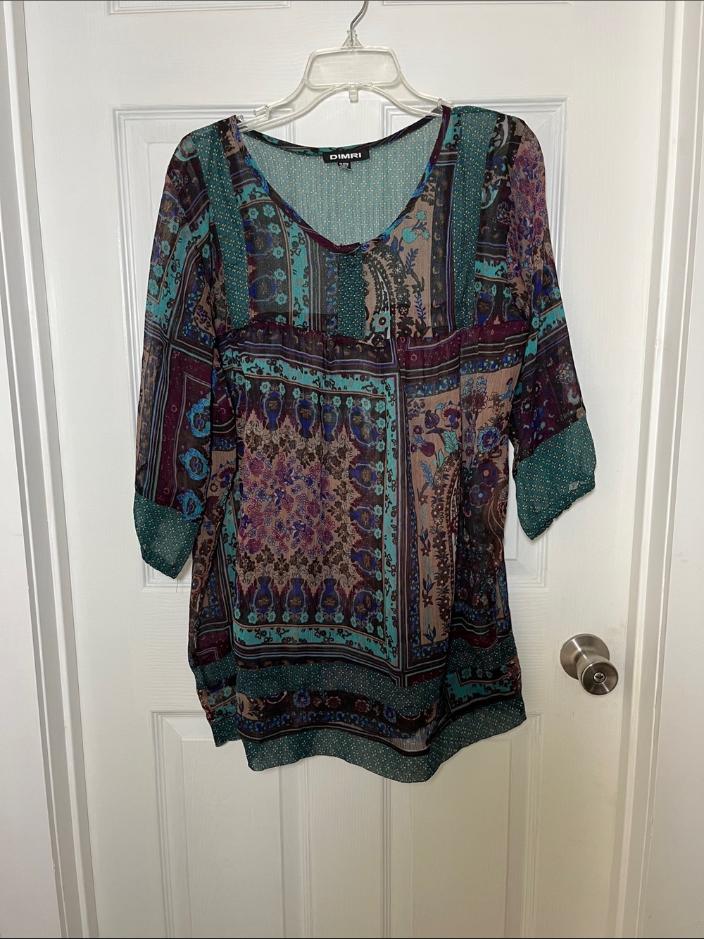 Dimri Teal Paisley Print Tunic Top